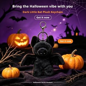 JOYPICKS Phong cách Gothic Móc khóa hình dơi nhồi bông Xây dựng Mềm mại Móc khóa hình thú nhồi bông dơi Thẩm mỹ Búp bê thú cưng dễ thương Quà tặng sinh nhật