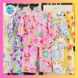 Set 3 Bộ đồ Tole Tay Dài Bé Gái - Có 14 size cho bé 5-38Kg - Chất vải Tôn Lanh 2 da mềm mại thoáng mát - Đồ bộ bé gái - đồ ngủ bé gái