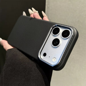Black Magnetic Case for iPhone 18 17 16 Pro Max for MagSafe PC Hard Back Cover Carbon Fiber Print Armor Phone Shell Shields Capa