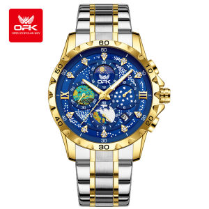 OPK Watch Men Original Waterproof Brand High Quality Stainless Steel Gold Mens Casual Watch Luminous Calendar Quartz Jam Tanggan Lelaki