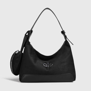 Multi Earth Tone Suede Hobo Bag Bottom Contrast PU Trim MatchingCoin Bag Wide Adjustable Strap Soft Fabric Women Daily Commute Bag alo bag