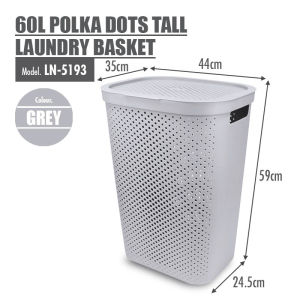 JFS 60L Dirty Clothes Basket Laundry Basket with Cover Hollow Out Large Capacity Clothes Storage Box Laundry and Cleaning Equipment