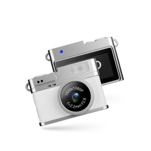 JUNOTERNEY 1080P Mini Keychain Thumb Camera Retro with Video Recording Camcorder Fashion LED Flash Light Backpack CCD Digital Camera Indoor Outdoor