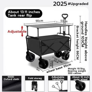 Camping trolley cart with storage basket folding wagon tool cart portable utility truck for outdoor