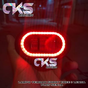 Lampu Tembak 3 Mata Lensa Plus Angel Eye Biru Model Bulat 3 Mode Terang Redip Kedip