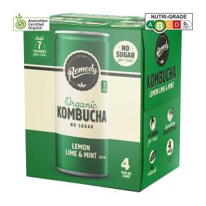 Remedy Organic Kombucha Lemon Lime and Mint - Multipack 4 X 250ML