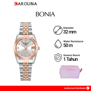 Jam Tangan Wanita Bonia B10873-2617 Tiamo Silver Dial Dual Tone Stainless Steel Band