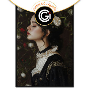 Tranh treo tường tranh dán tường chân dung cô gái đẹp cổ điển Châu Âu chất liệu sơn dầu in canvas. CGI - 397