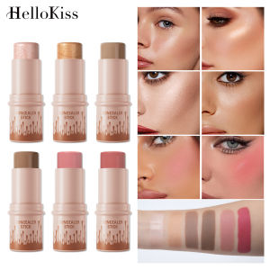 HelloKiss Multi-Function Makeup Stick Set - 12 Colors 3-in-1 Highlighter/Contour/Blush Creamy Texture Long-Lasting Wear Portable Face Sculpting Stick