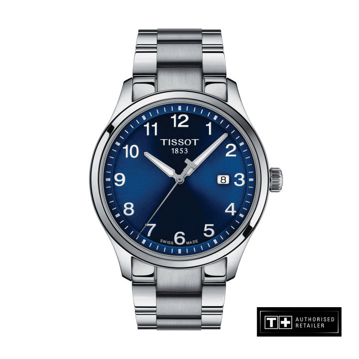 Tissot Gent XL Classic Grey Stainless Steel Bracelet and Blue Dial