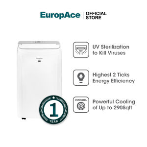 [Upgraded Model] EuropAce 12000 BTU 4-IN-1 Smart Air Purifying Green Portable Aircon  | EGAC12E8UV | 290sqft 99.97% Airborne Particles Removal Smart WiFi