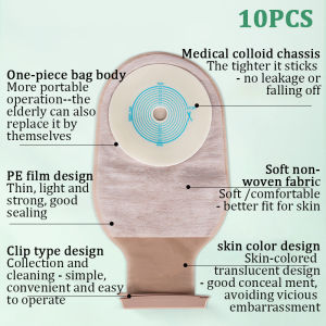 10Pcs Non-woven Colostomy Bags Disposable One-piece Ostomy Bag Drainable Single Tie Pouch Kit
