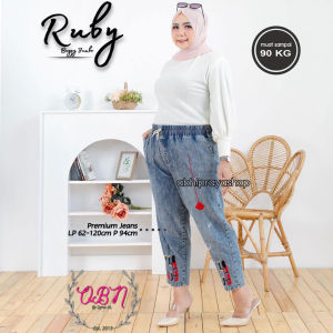 BOYFRIEND JEANS WANITA BORDIR muat sampai BB 90 KG. Bahan medium dan nyaman di pakai terbaru 2025