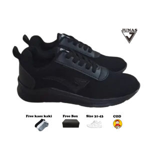 Sepatu Sekolah Anak SD SMP SMA Laki Laki Perempuan Hitam Polos Hitam Putih Sneakers Sport Anak