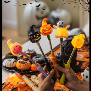 Halloween Glow Stick Light Up Wand Pumpkin Ghost Party Decoration Gift LED Flashing Toy for Kids Bar Scene Supply
