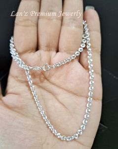 Premium Kalung Perak Polos Nori Titanium Grade A (Perak) 22 K