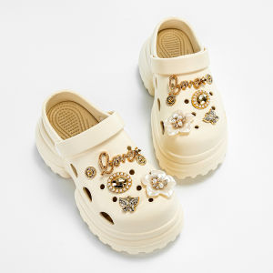 Free Shipping New Lightweight Sandals EVA Platform With A 10Cm Height Increase Fashionable High-Heeled Camellia-Patterned Clogs For Women Summer Style