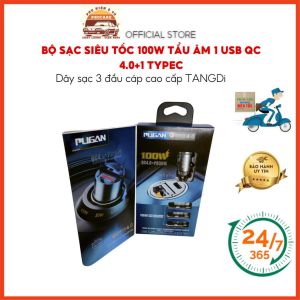 Bộ sạc siêu tốc 100w tẩu âm 1 usb QC 4.0+1 typeC. Dây sạc 3 đầu cáp cao cấp TANGDi Phukienprocare