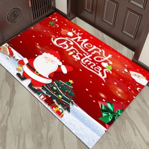 40X60CM Non Slip Merry Christmas Decorative Mats Rugs Doormat Welcome Front Door Indoor Outdoor Christmas Xmas Winter Santa Snowflakes Claus Doormat Door Mat