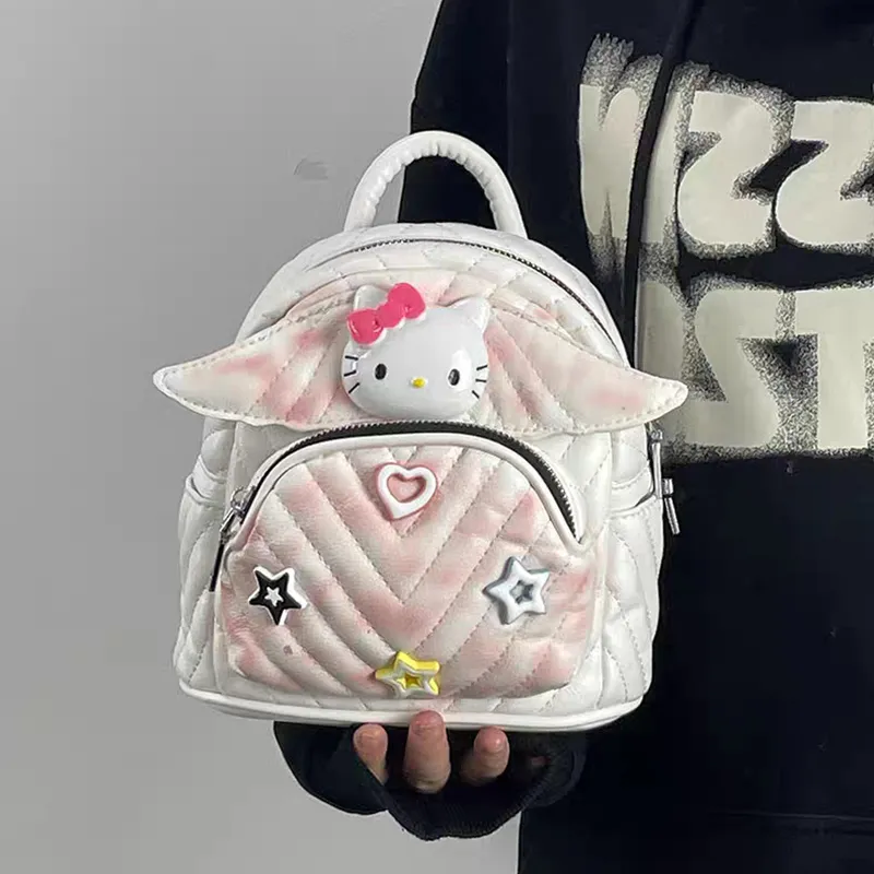 IELGY mini backpack women's cute HelloKitty tie-dye embroidery