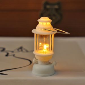 TEN Battery Powered Miniature LED Lantern Oil Lamp Style LED Lighting Dollhouse Lantern  Plastic Miniature Oil Lamp Dollhouse Decor