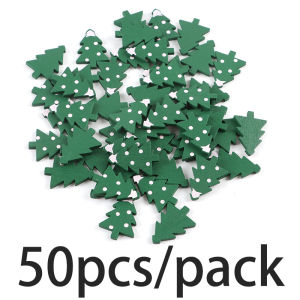 (50 pcs/pack) 1.88cm*2.65cm Christmas Wooden DIY Handmade Patch Atmosphere Various Scenes Festival Team Festival Decoration