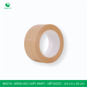 BKG1N - 4.5cm x 35m - 3 cuộn băng keo giấy Kraft da bò mặt nhám viết được - băng dính kraft đóng hàng