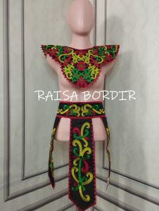 Renda Bordir motip dayak/aksesoris tari sabuk dan lingkar dada/kostum kalimantan
