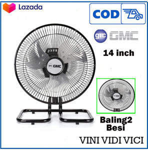 Desk Fan GMC BM-713 Kipas Angin Duduk Tornado Baling2 Besi - 14 inch