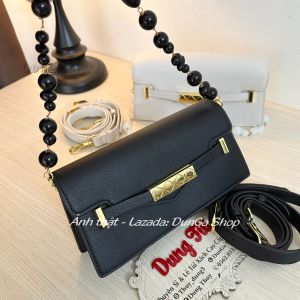 [Chuẩn hãng] Túi nữ kẹp nách + đeo chéo size 23 kiểu khóa dây bấm chuỗi hạt rubi chất da dày dặn full màu