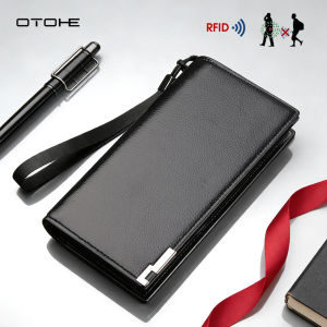 OTOHE Mens Wallet RFID Wallet Simple Long Wallet Soft PU Business Wallet Multi-Card Position Wallets Travel Purses Coin Pouch ID Credit Cards Holders