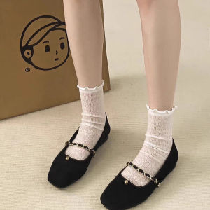 📙 Marverloues📙 ถุงน่องลูกไม้สีทึบ ถุงน่องยางยืดกลางน่อง สไตล์เกาหลี สวมใส่ง่าย สบาย ไม่ระคายผิว มีลวดลายหลากหลาย