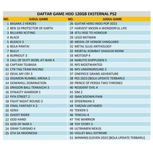 Hardisk / hdd eksternal ps2 120gb/160gb/250gb/500gb full game