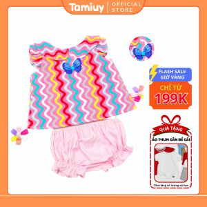 Set Quần Áo Bé Gái Tamiuy Chất Cotton Mềm Mại Họa Tiết Đáng yêu Cho Bé Sơ Sinh