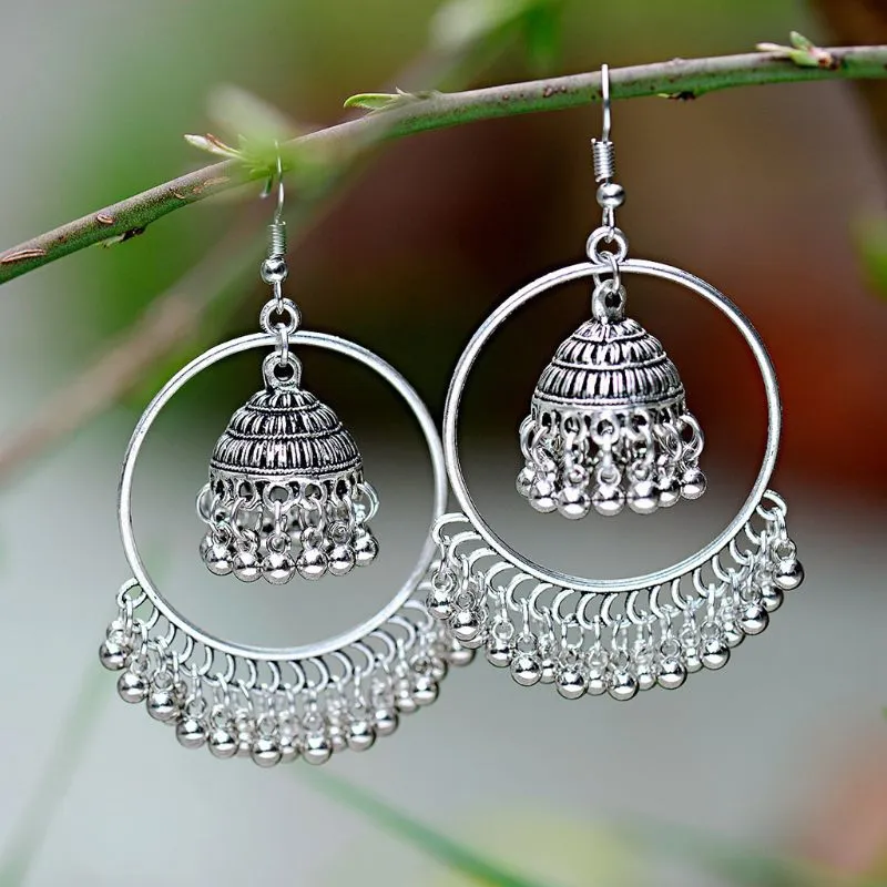 Ethnic Indian Jhumka Jhumki Jewelry Bells Tassel Dangling Drop Earrings  Women