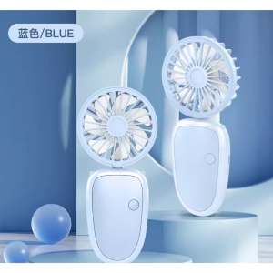 [ READY STOCK ] K-7 Hanging Neck Folding Fan USB Rechargeable Mini Foldable Handheld Fan Portable Mini Fan With Light
