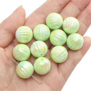5pcs 16mm Handmade Acrylic Solid Color Smudging Pumpkin Beads Round Loose Spacer Beads For Handmade Bracelet Necklace Earring Keychain DIY Craft Jewelry Making Accessories