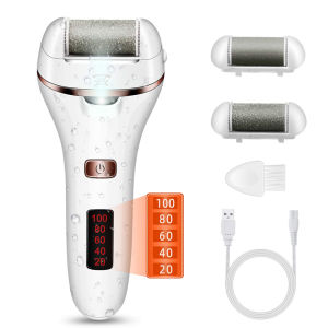 Electric Callus Remover Foot Grinder Rechargeable Foot File Hard Skin Remover Pedicure Tools for Feet Electronic Callus Shaver Portable Waterproof Pedicure kit for Cracked Heels and Dead Skin Foot Care Foot Scrubber with LED Light and 2 Roller Heads