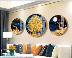 BỘ 3 TRANH TRÒN TRÁNG GƯƠNG PHA LÊ ĐẸP