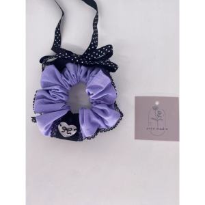 hair accessories handmade hair tie for women purple bow pony holder black ribbon scrunchies