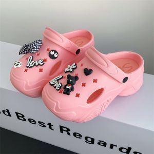 SUN0830-LOVE รองเท้าหัวโตผู้หญิง ส้นสูง7-8 ซม รองเท้าผู้หญิงรัดส้น งานEVA แตะพื้นสูง แข็งแรง