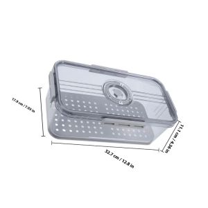 Airtight Bread Storage Refrigerator Organizer Container Freshness Timer Lid Drain Tray Fruit Vegetable Food Keeper Plastic