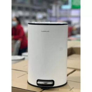 Thùng Đựng Rác Đạp Chân Bằng Thép Sơn Tĩnh Điện LocknLock Dung Tích 8 lít Màu Trắng BYP010W (cam kết hàng chính hãng)