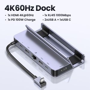 LinJn USB C Docking Station Loại C để HDMI 4K60hz RJ45 pd100w Dock cho sàn hơi nintend chuyển đổi Pro Air PC USB 3.0 HUB