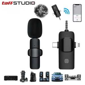 COD TaffSTUDIO Clip On Mic Wireless Noice Reduction Vlogging Singing 3.5mm 2 Microphone UHF 3in1 - K15 / Mic Imam Masjid Terbaik