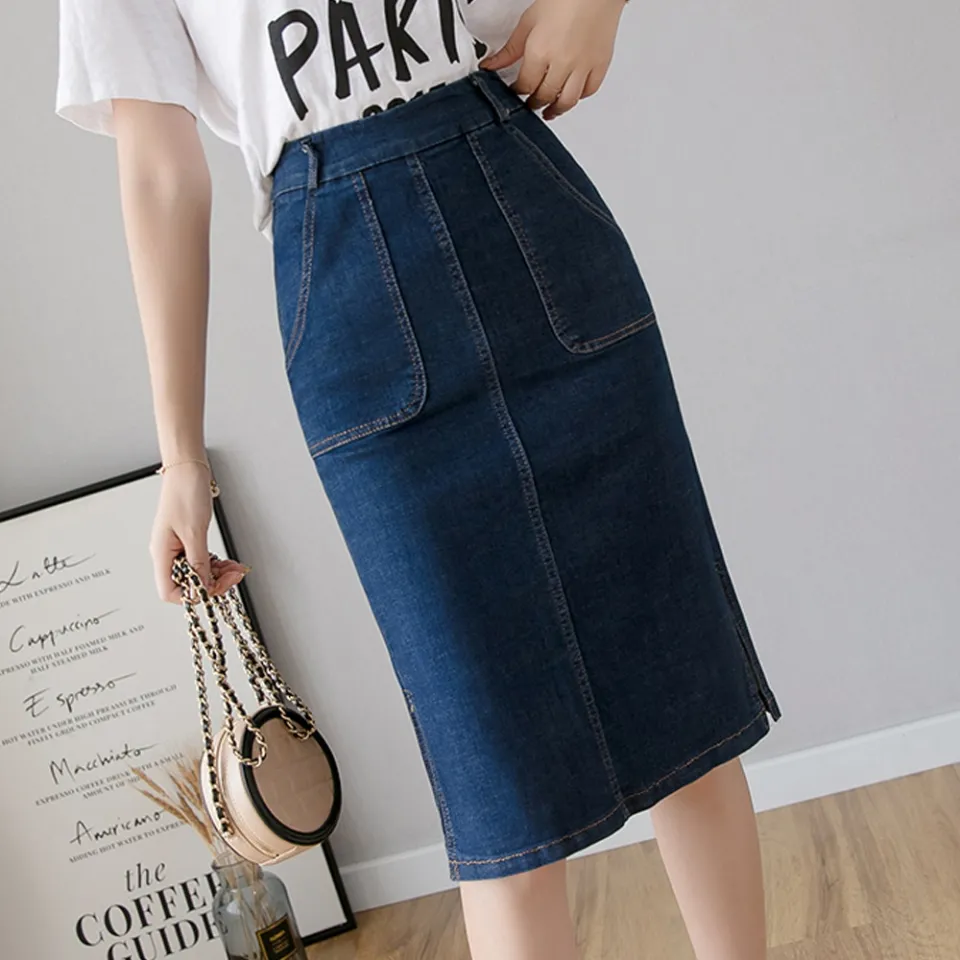 Denim pencil 2024 skirt 5xl