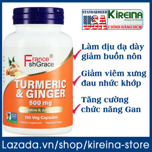 Viên uống Tumeric & Ginger tiêu hoá tốt giảm viêm sưng Khớp tăng cường chức năng Gan 500 mg 150 viên