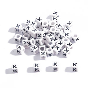 100pcs 6*6mm Acrylic Cube Letter Spacer Beads White Square Alphabet Beads  For DIY Bracelet Necklace Jewelry Making Accessories