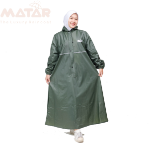Matar Jas Hujan Gamis Wanita Rok Muslimah Bahan PVC Premium Anti Rembes kuat elastis jumbo mocca