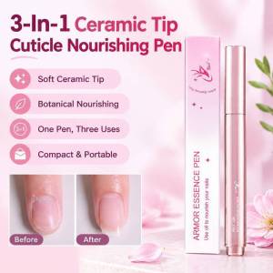 3 In 1 Cuticle Oil Pen Ceramic Tip Nail Care Pen Nail Cuticle Care Serum Pen Moisturizing Nourishing Manicure Tool